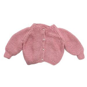 VINTAGE Hand Knit Dusty Rose Baggy Cut Cardigan